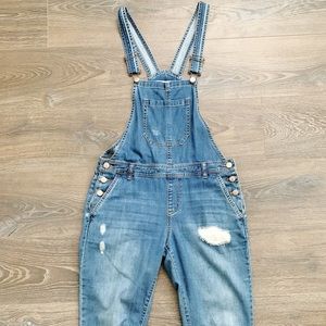 Forever 21 Distressed Full-Length Overalls